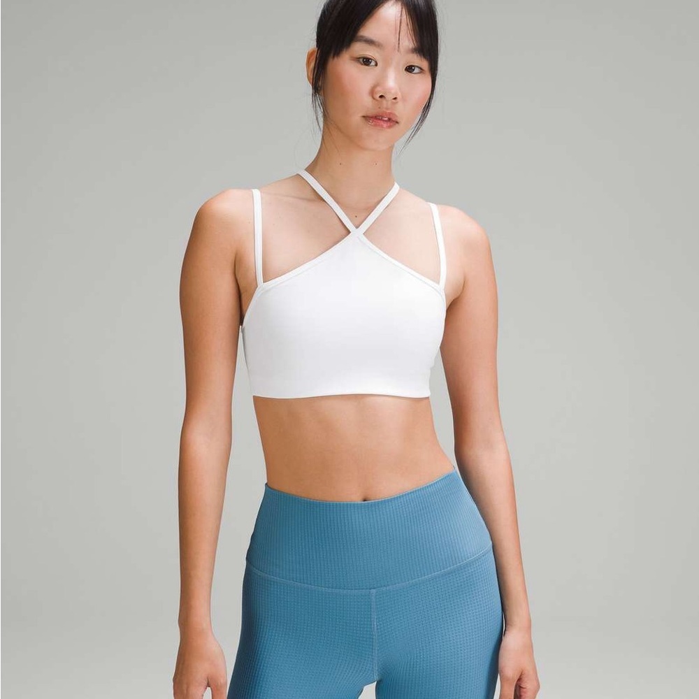 Lululemon Athletica Flow Y nulu bra White Cross-Strap  Sports Bra
